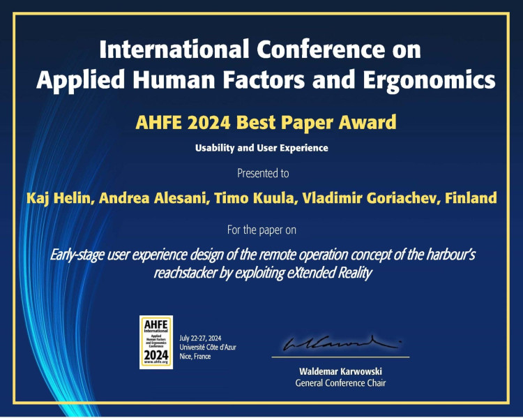 Best Paper Award AHFE 2024